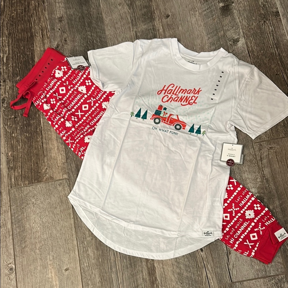 Women’s Hallmark Channel White and Red Pajama Set
